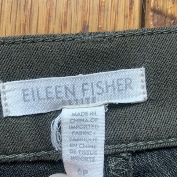 Eileen Fisher pant olive green cotton poly Lycra five pocket jean pant in Sz 6P - Picture 3 of 8